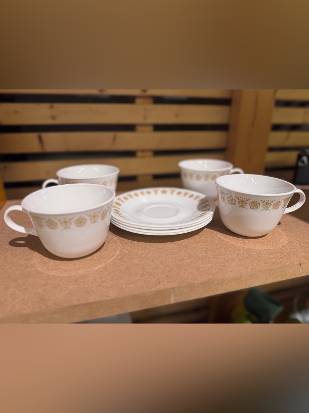 Corelle Butterfly Gold Tea Cups and Saucers 8 pieces